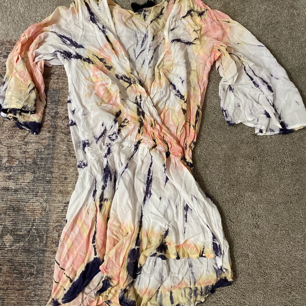 Blue life tie dye beach coverup